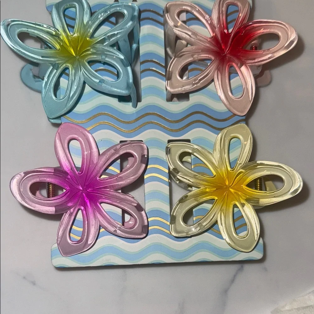 Colorful Flower Hair Clips - Set of 4